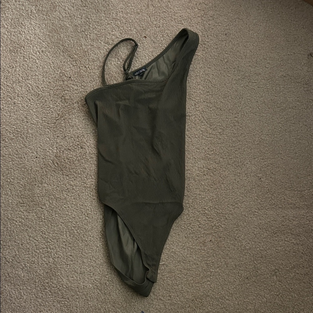 Wild Fable Olive Green One-Shoulder Bodysuit